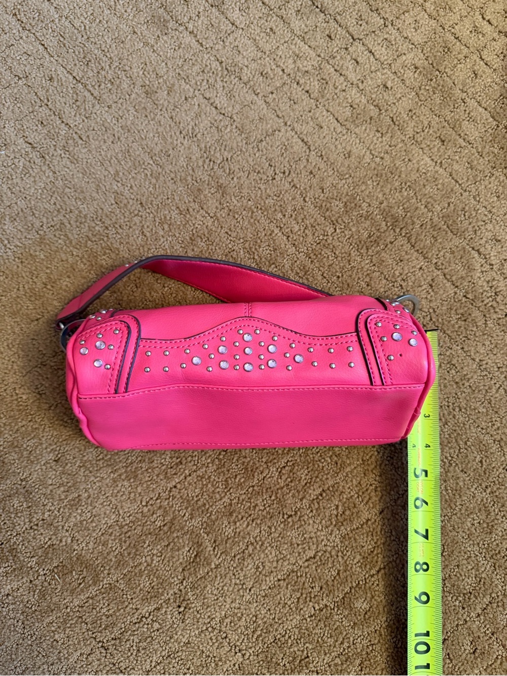 Sonoma hot pink faux leather silver studded shoulder bag - Picture 4 of 8